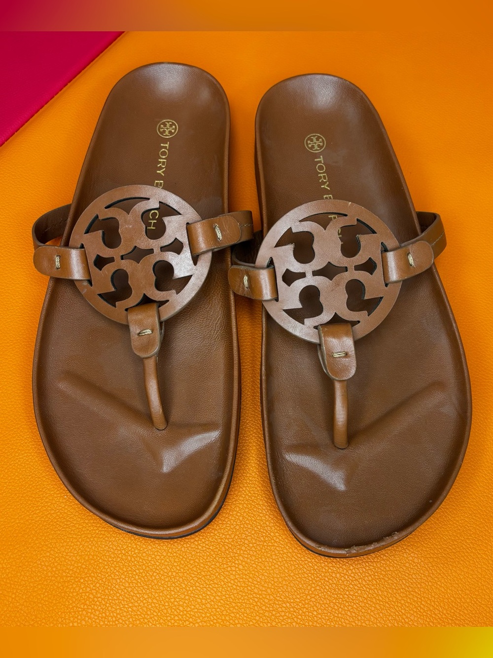 Tory Burch Miller Cloud Sandals Bourbon Miele Women’s Size 10 - Picture 2 of 9
